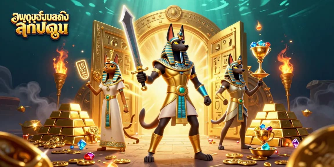 กิจกรรมโป๊กเกอร์ออนไลน์ที่ดีที่สุดที่มี Anubis และ Bastet ช่วยกันในบรรยากาศทองคำ