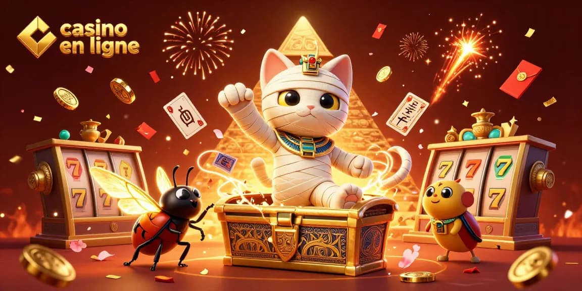 Jouez sur un casino en ligne captivant avec un chat momie égyptien et des jeux dynamiques.