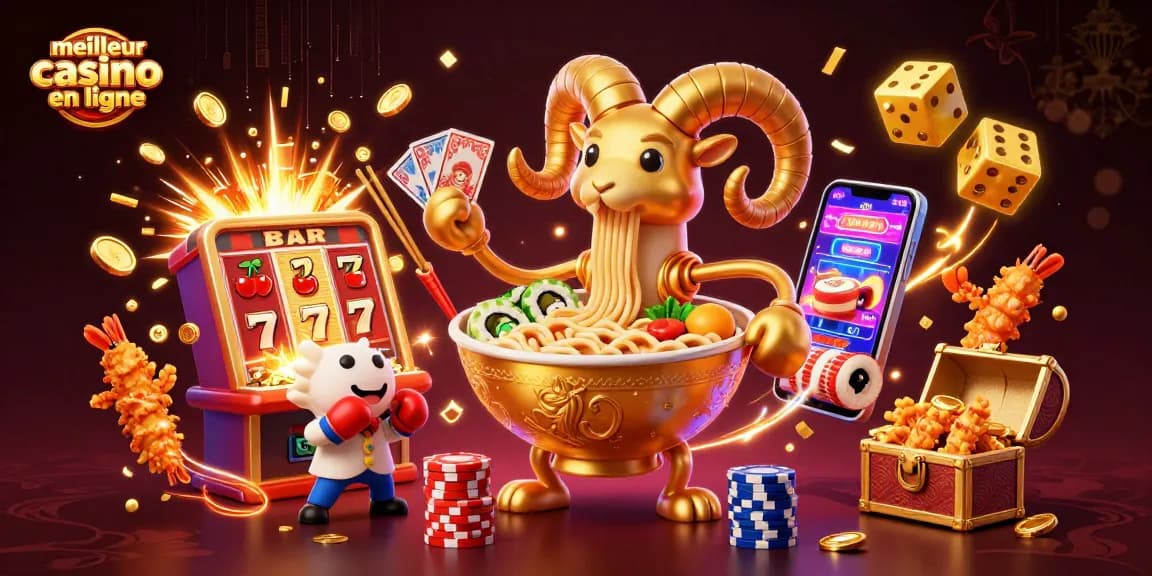 Visitez le meilleur casino en ligne avec une illustration dynamique et colorée de personnages de casino.