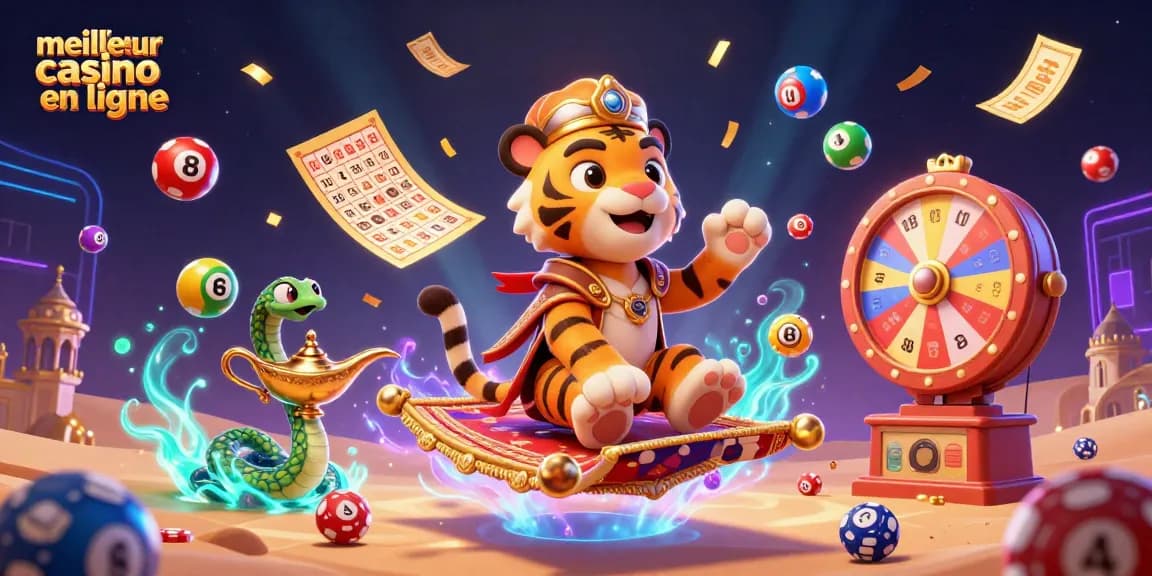 Faites l'expérience du meilleur casino en ligne avec notre illustration dynamique de l'univers du jeu.
