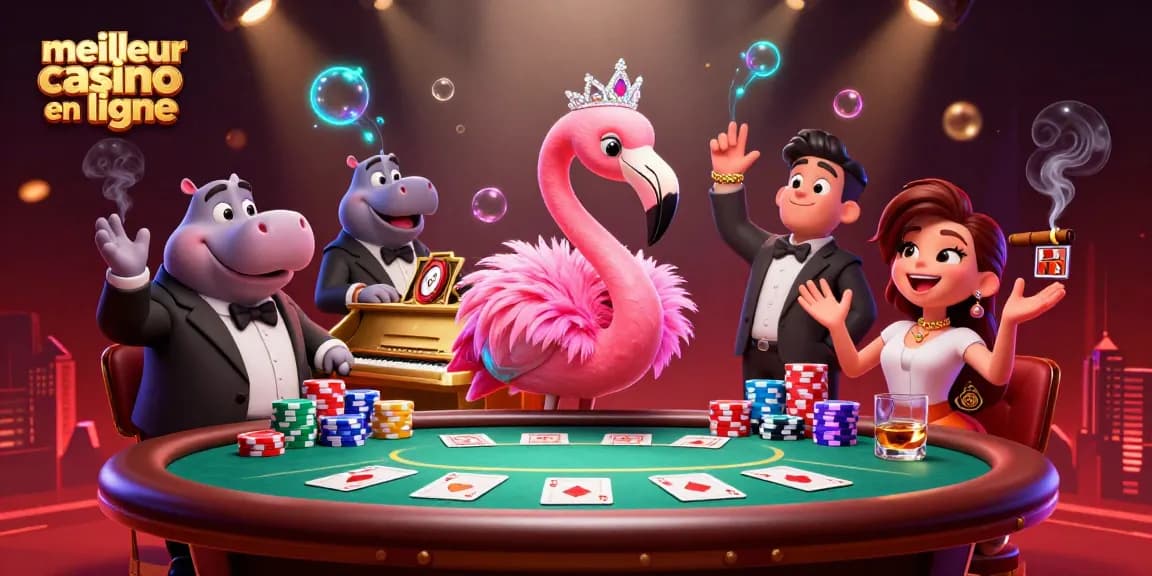 Découvrez le meilleur casino en ligne avec cette illustration colorée de chanteurs animaliers en pleine performance.