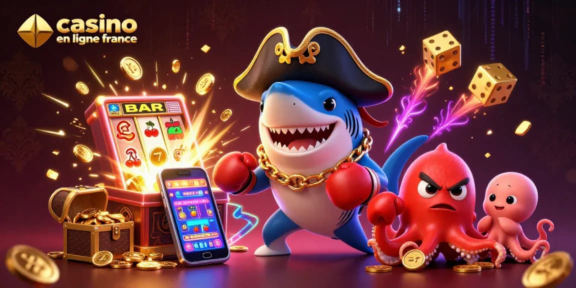 Jouez au casino en ligne France avec notre requin pirate, poisson-globe en colère et bébé pieuvre !