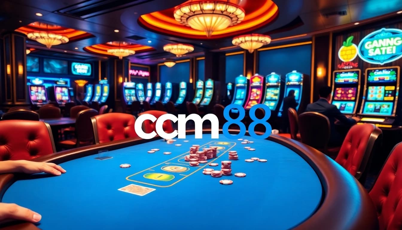 Experience thrilling action at nhà cái cm88 with players placed around a vibrant casino table.