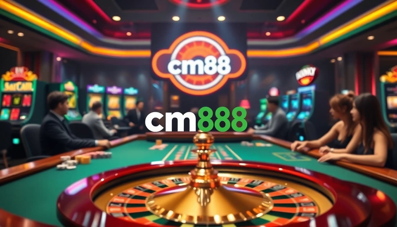 Experience the excitement at nhà cái cm88 with a luxurious online casino scene featuring poker and roulette.