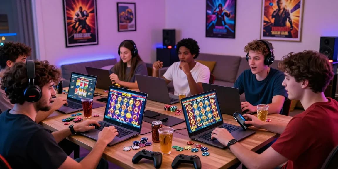 Players enjoying Bonus Buy Slots at home on https://aboutderbyshire.co.uk, showcasing excitement and vibrant gaming atmosphere.