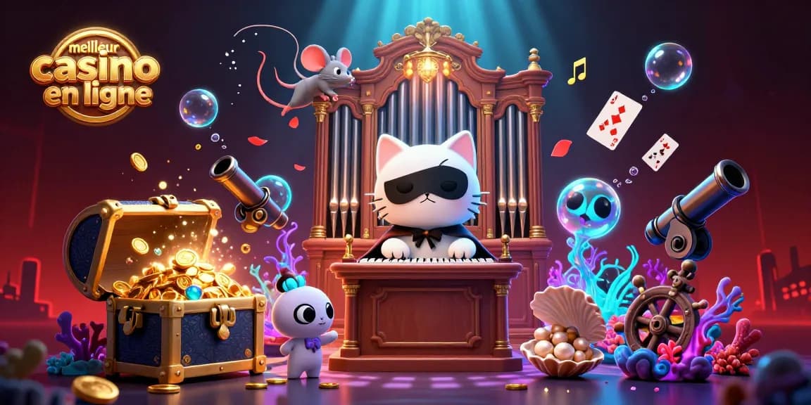 Plongez dans le meilleur casino en ligne avec une illustration captivante des jeux d'argent, mettant en scène des personnages animés.