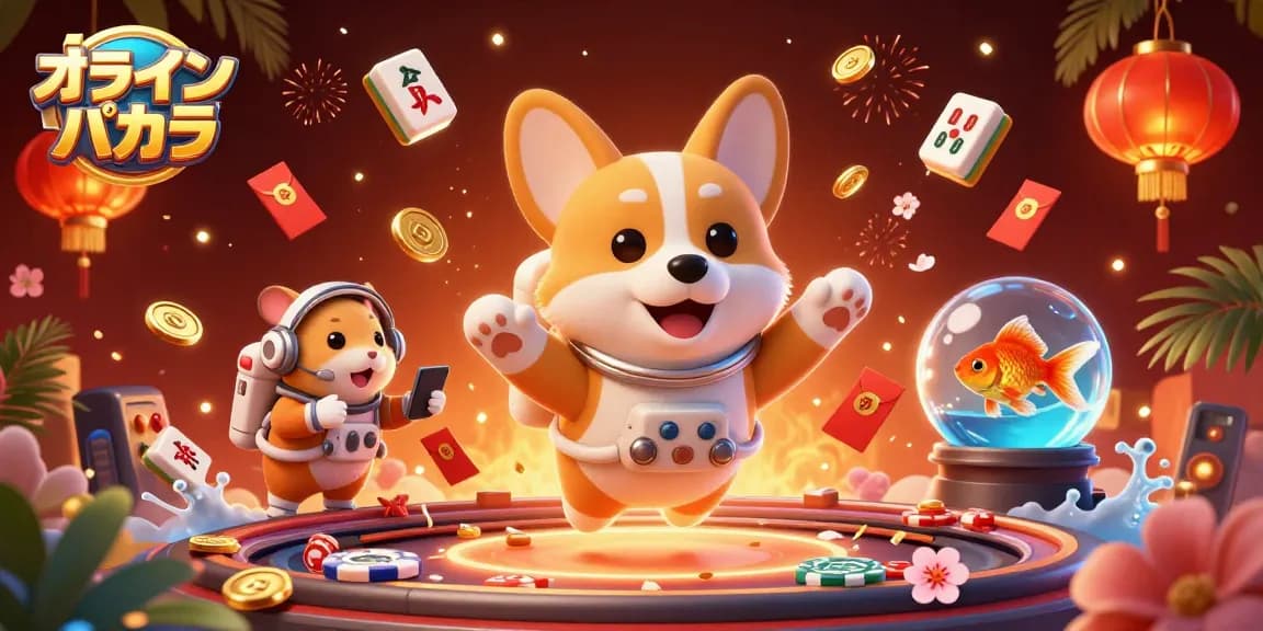 オンラインバカラを楽しむ宇宙カジノで浮遊するキャラクターたちのダイナミックな3Dイラスト
