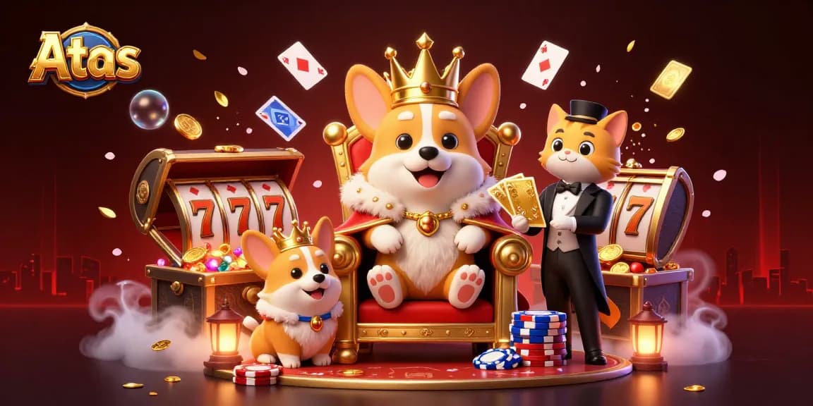 Engage with Atas online casino thrilling slot games amidst vibrant 3D elements and illuminated characters.