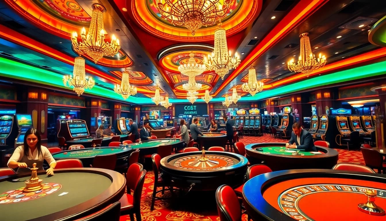 Menangkan pengalaman bermain di situs toto dengan suasana kasino yang enerjik dan penuh warna.