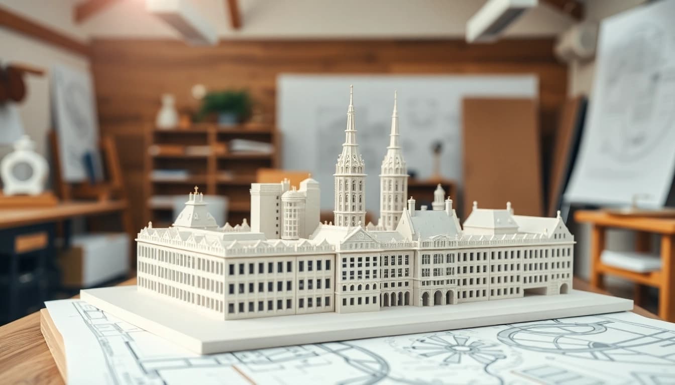 Architekturmodellbau Münster zeigt präzise Detailarbeiten und handwerkliche Kunstfertigkeit.