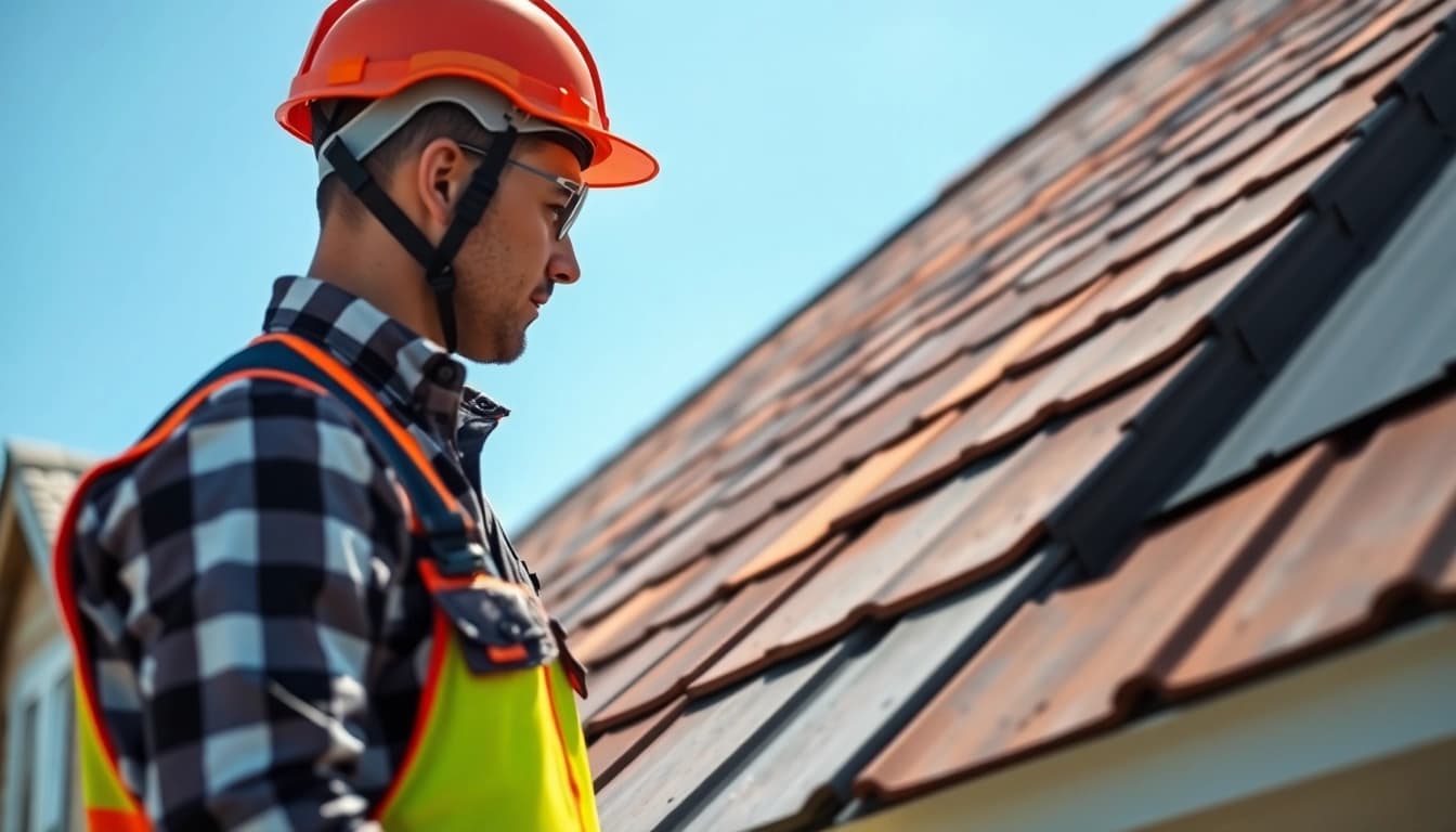 Inspecting high-quality roofing solutions with a focus on craftsmanship and durability.