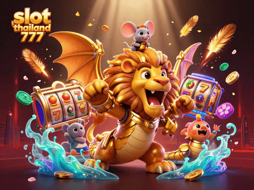 Engage with slot thailand 777 as a triumphant chimera and mouse jockey explore a vibrant casino scene.