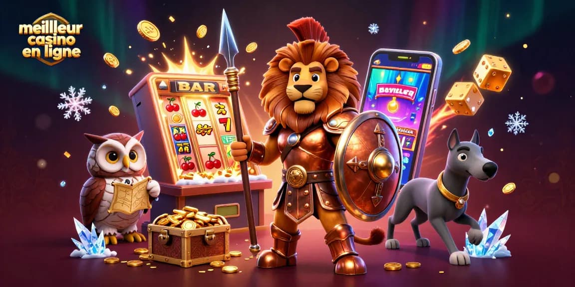 Jouer au meilleur casino en ligne avec des personnages en 3D, des machines à sous et des pièces d'or en spectacle.