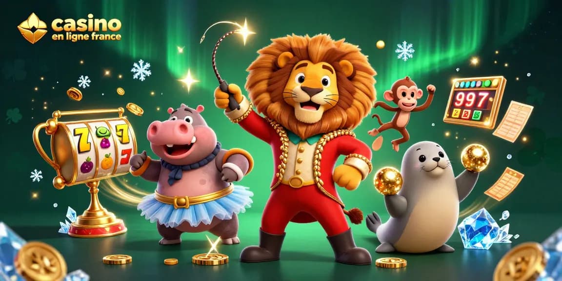 Les meilleurs jeux de casino en ligne France avec un lion maître de cérémonie et des personnages amusants.