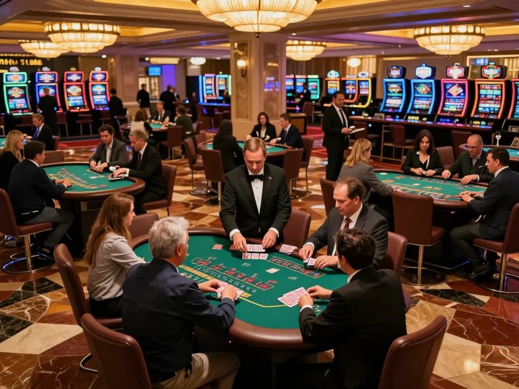 cm88-bet players enjoying an exciting blackjack game in a luxurious casino environment