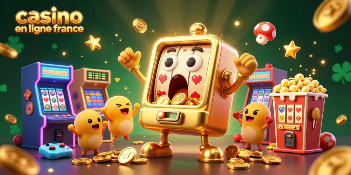 Illustration captivante des machines à sous en ligne, "casino en ligne france", fêtant un jackpot avec éclat et énergie.