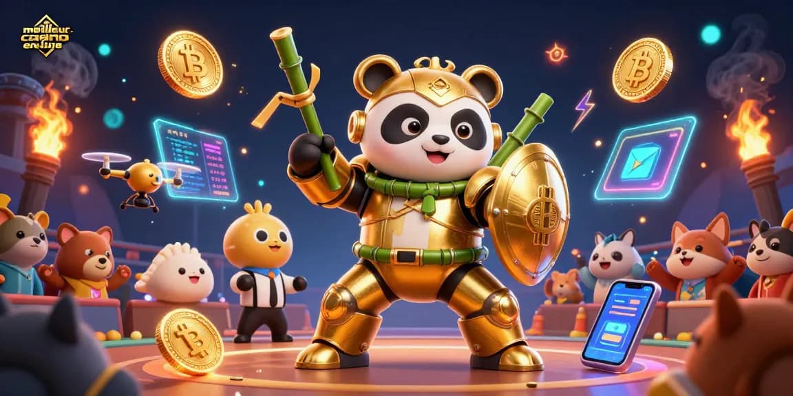 Découvrez le meilleur casino en ligne avec une illustration 3D immersive, robots et crypto-monnaies en action