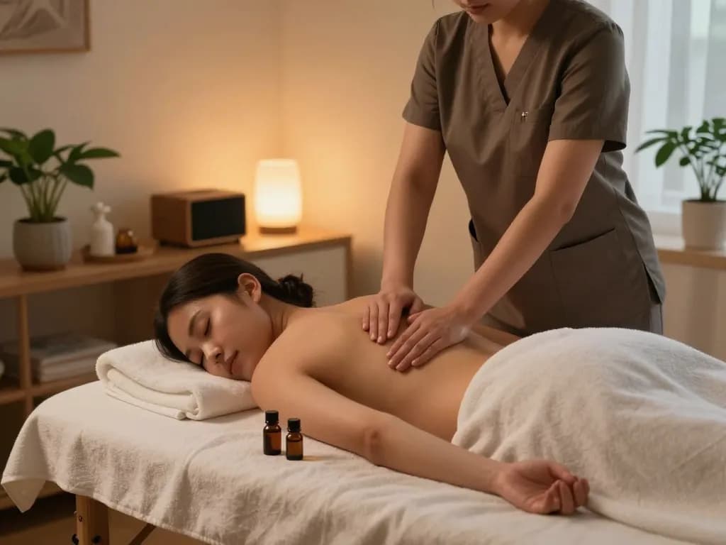 Premium massage service at maxim-anma.net with serene home atmosphere, professional therapist and soothing decor.