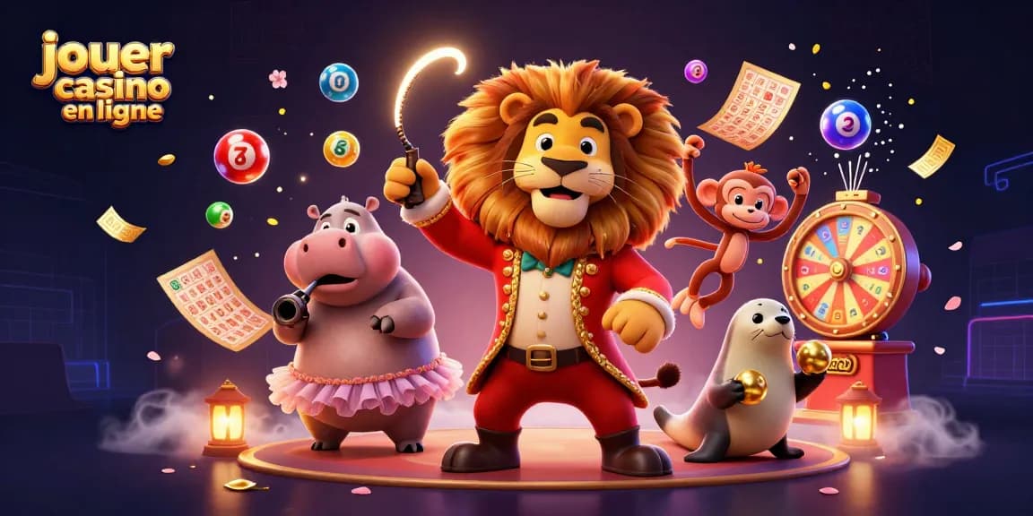 Jouez au casino en ligne avec une illustration dynamique et colorée représentant des personnages de casino.