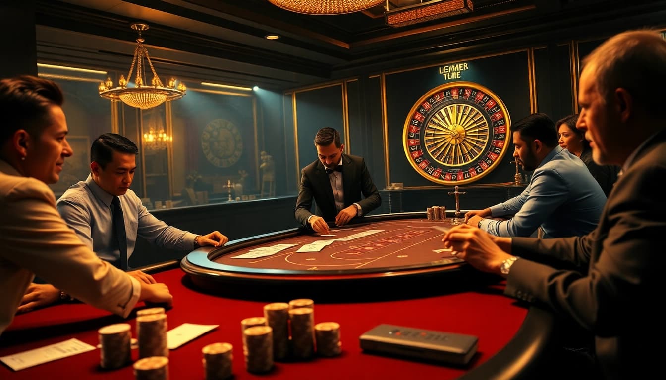 Engage in thrilling gambling at the hidden wiki tor with players at an elegant poker table.