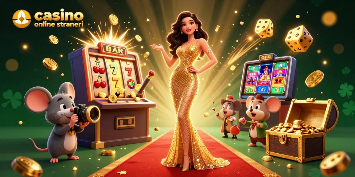 Scopri l'emozione dei casino online stranieri con questa vivace illustrazione 3D.