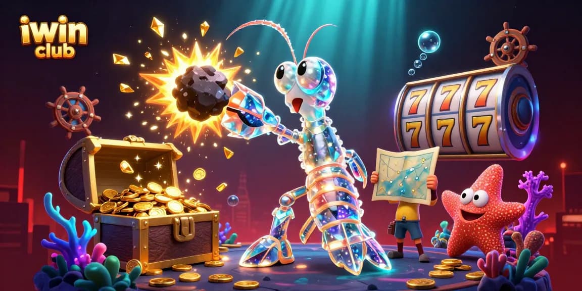 Iwin club engages players with an underwater scenario featuring vibrant treasure and glowing elements.