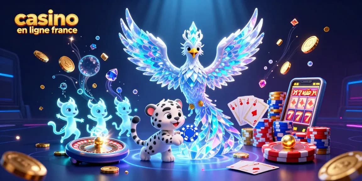 Jouer au casino en ligne en France avec une scène captivante d'un phoenix de glace et des éléments de jeu.