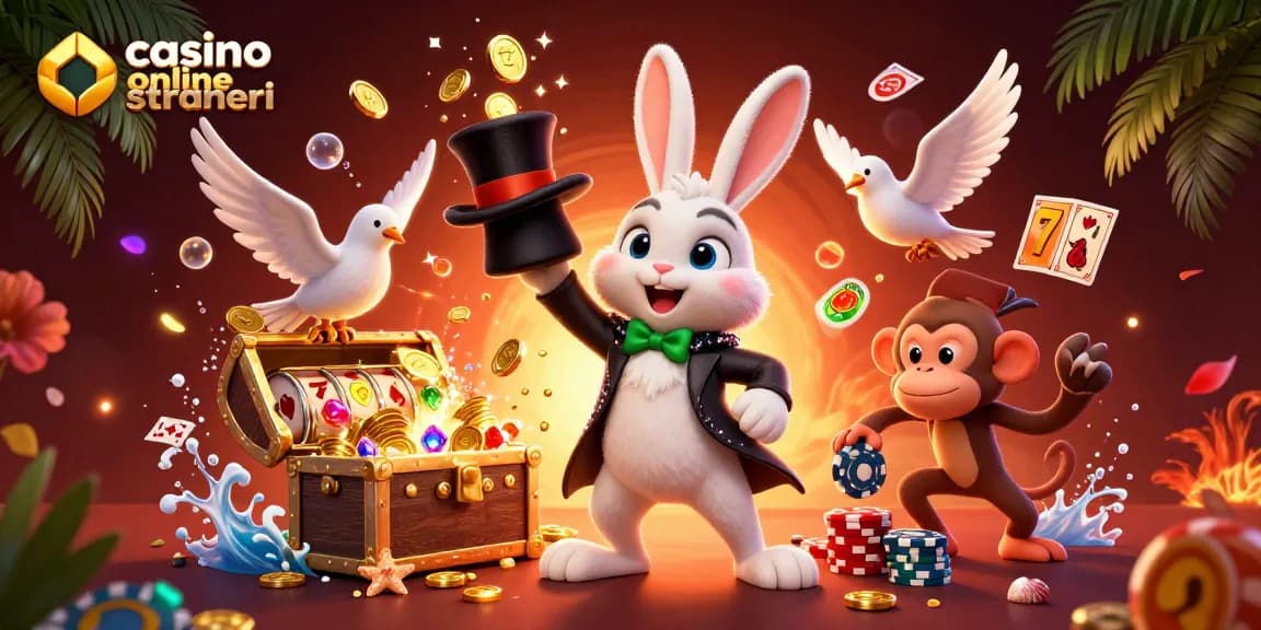 Partecipa a un emozionante gameplay nei casino online stranieri con una scena dinamica del nostro mago e dei suoi amici.