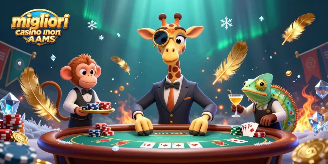 Gioca nei migliori casino non AAMS, divertiti con il giraffa alto giocatore e i suoi amici ai tavoli da poker.