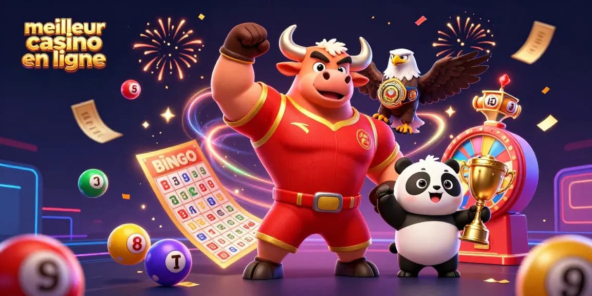 Le meilleur casino en ligne propose des jeux excitants avec une mascotte taureau et un panda gagnant.