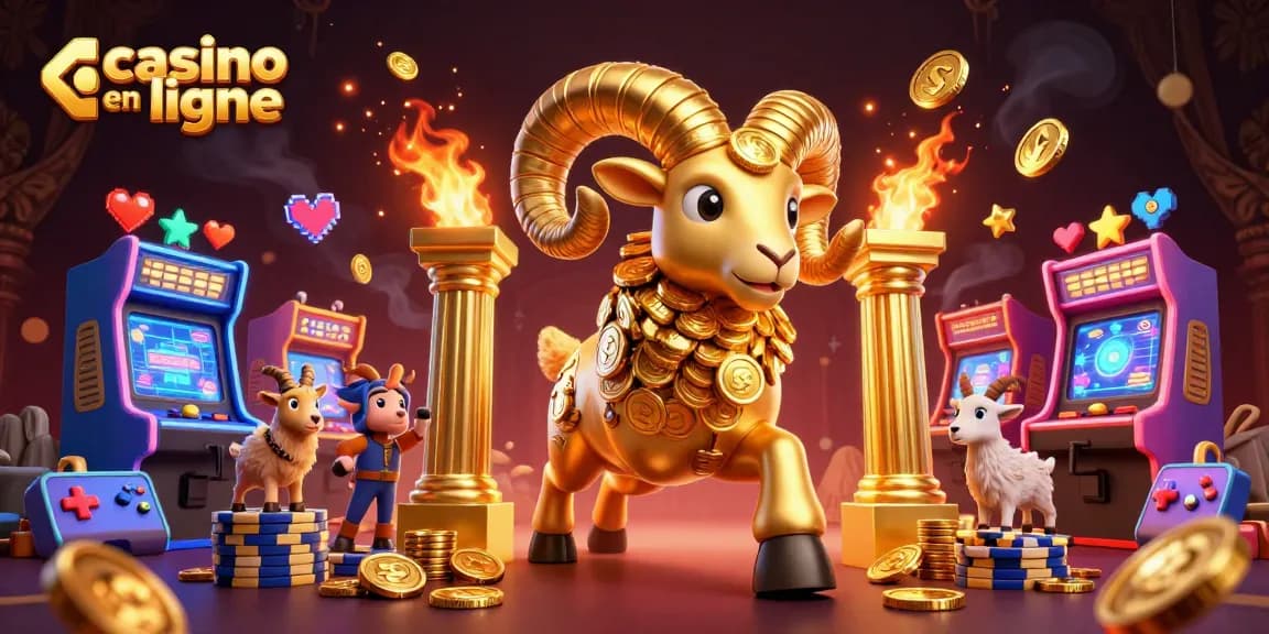 Le casino en ligne offre une ambiance électrisante avec un bélier doré animant la scène.