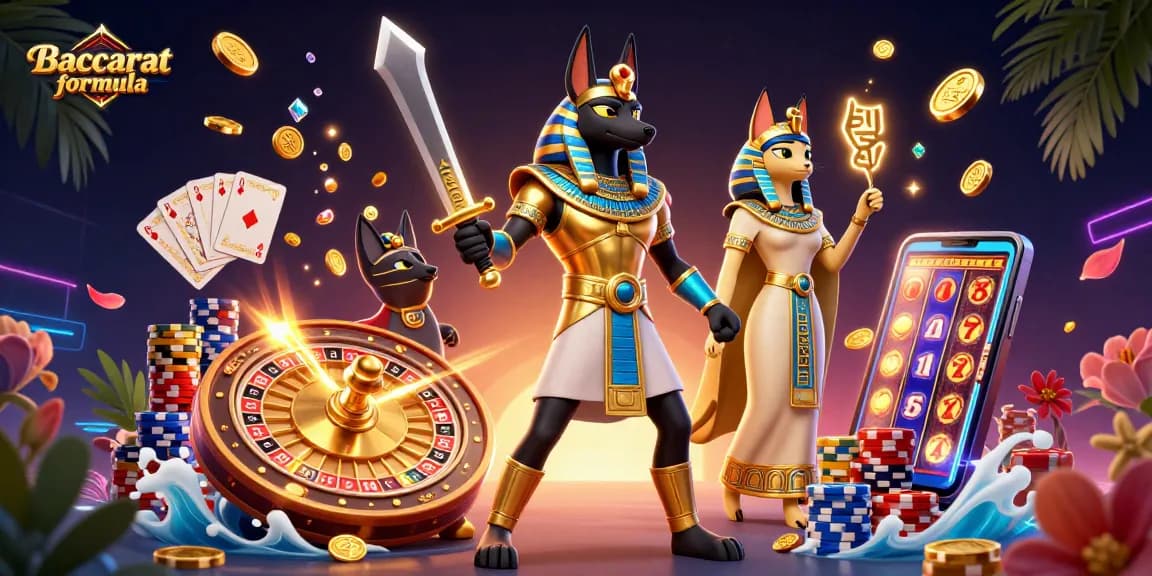 Discover winning strategies with the Baccarat formula in this vibrant casino scene.