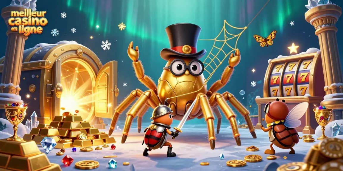 Découvrez le meilleur casino en ligne avec cette illustration de personnages animés dans un décor de jeux.