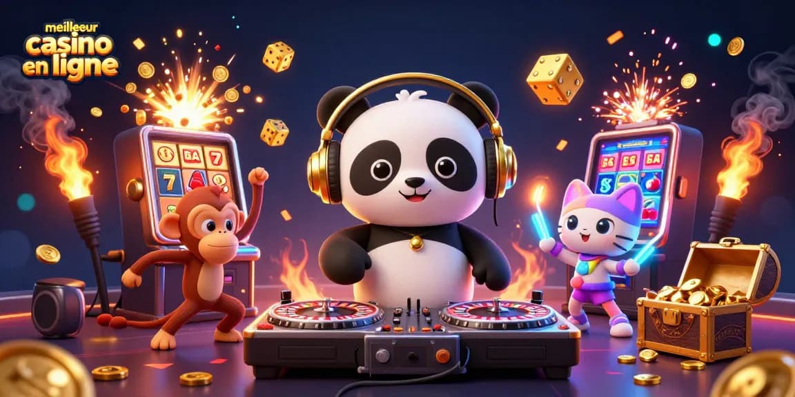 Le meilleur casino en ligne propose des jeux avec des personnages animés comme un panda DJ et un singe dansant.