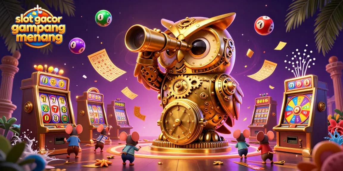 Experience slot gacor gampang menang with an engaging scene of a golden owl in a vibrant casino atmosphere.