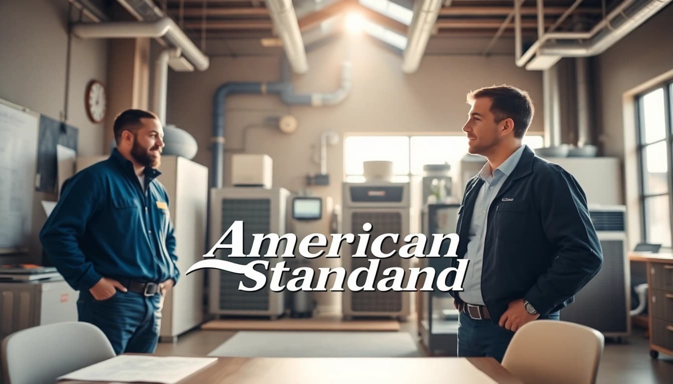 Find local American Standard dealers near me in a professional HVAC office setting.