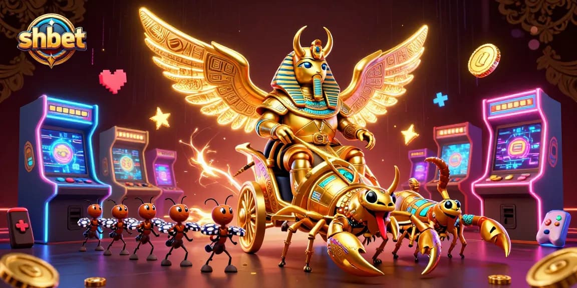 Experience the excitement of shbet with a vibrant casino inspired 3D illustration showcasing iconic elements.