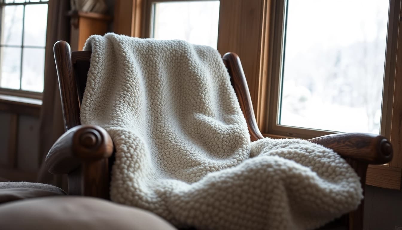 Fleece stof in een gezellige wintersetting met natuurlijke texturen