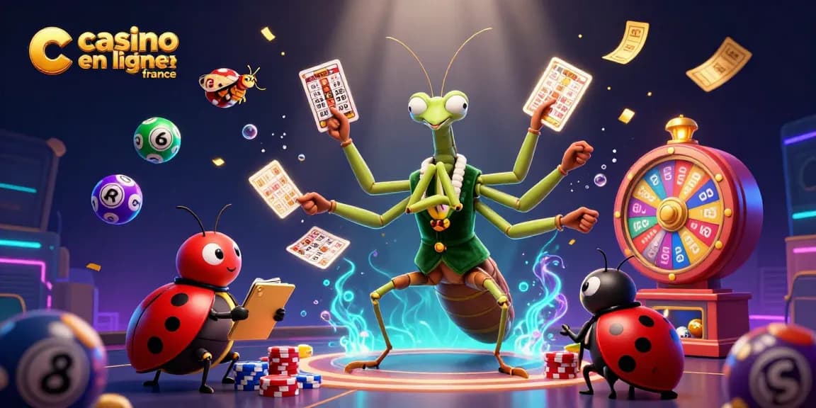 Jouer avec les cartes et les balles de loterie dans un casino en ligne France dynamique et coloré