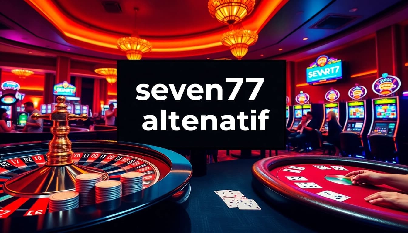 Players enjoying the seven77 alternatif experience at a vibrant casino with lively gaming tables.