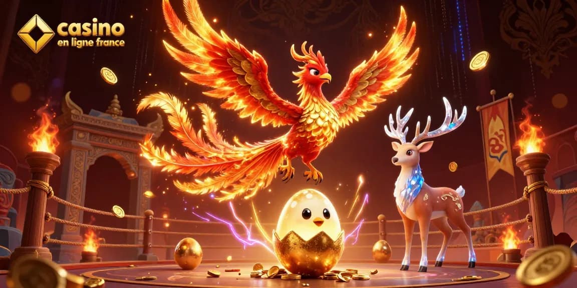 Unibet et ses options de jeu au casino en ligne France dans une scène dynamique avec feu de la phoenix.