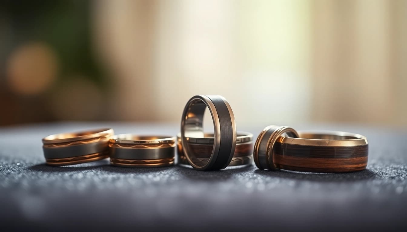 Showcasing Unique Wedding Bands for Men that emphasize craftsmanship and distinct styles.