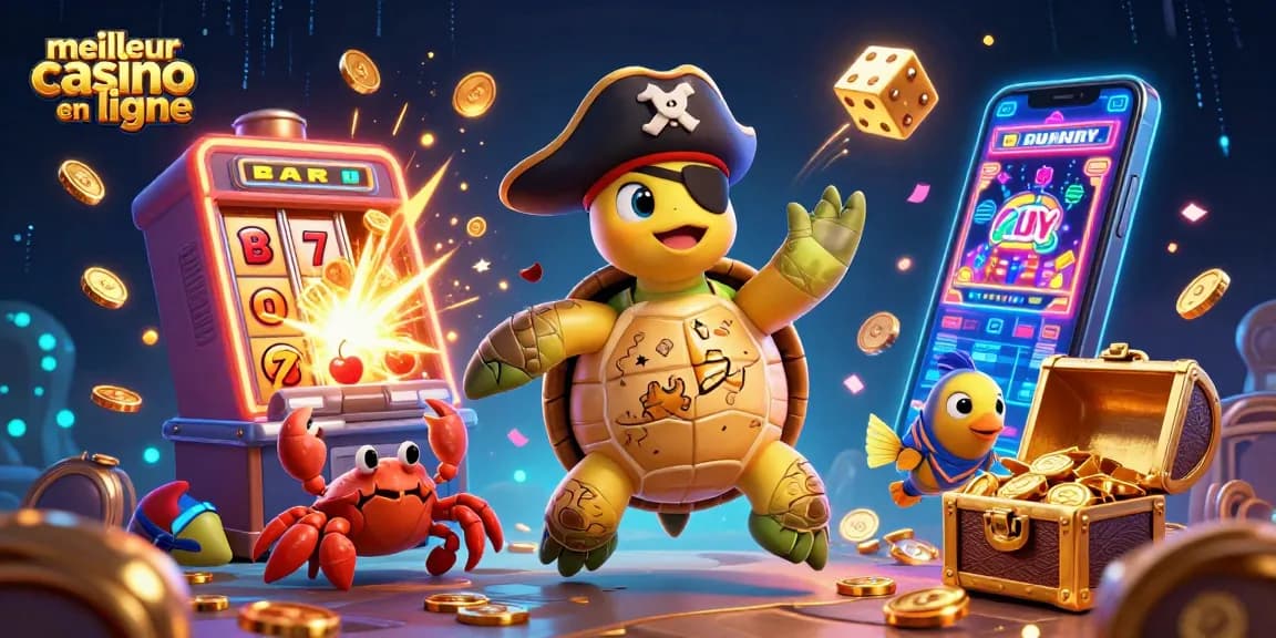 Venez découvrir le meilleur casino en ligne avec un pirate, une tortue et un trésor sous-marin.