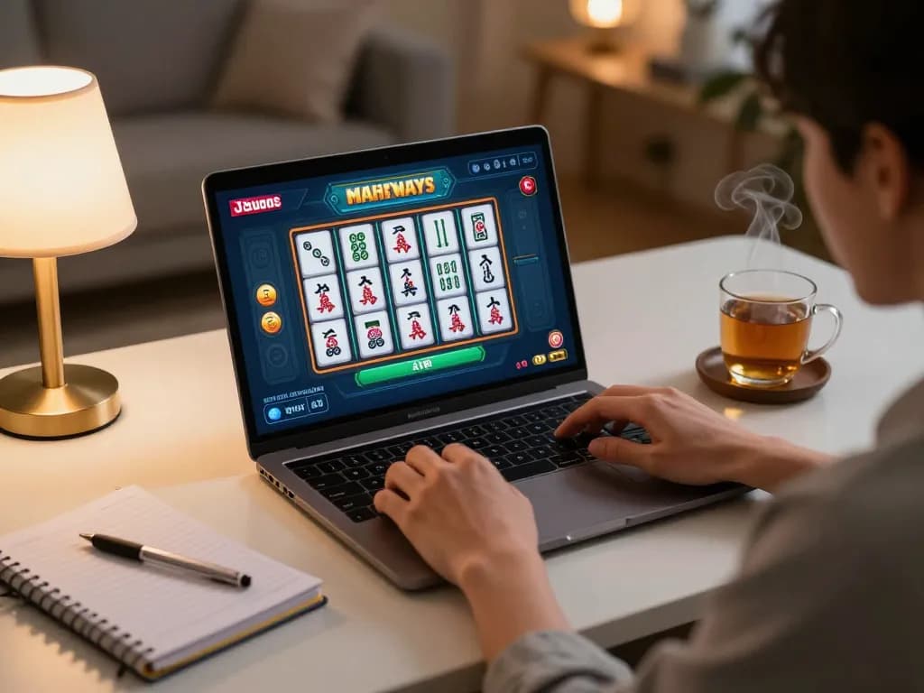 Engaging gameplay of Mahjong Ways displayed on a laptop during a cozy online gaming session.