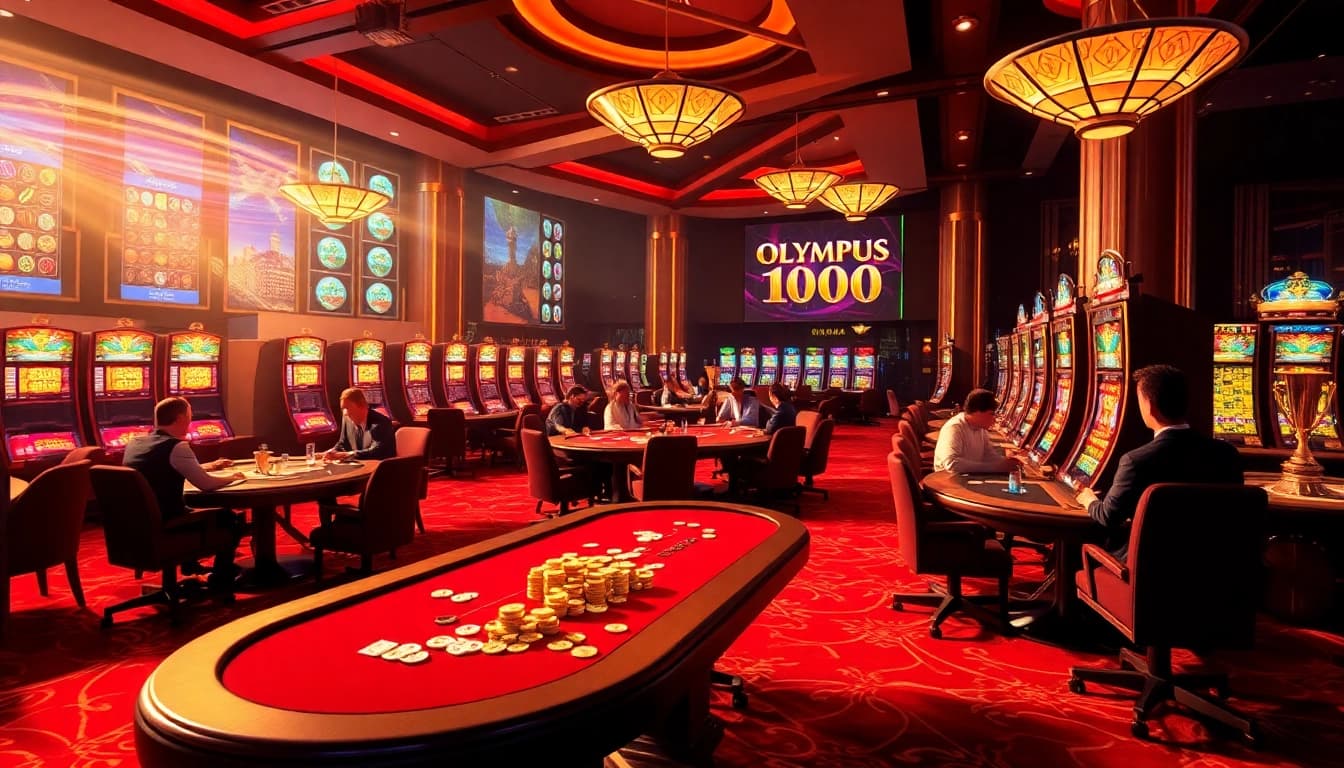 Putar gulungan di slot Olympus 1000 di tengah kegembiraan kasino yang hidup dan kemewahan.