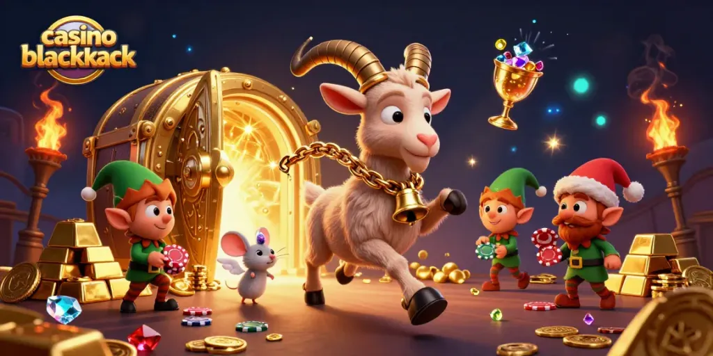 Juega casino blackjack en un ambiente festivo y emocionante con personajes dinámicos.