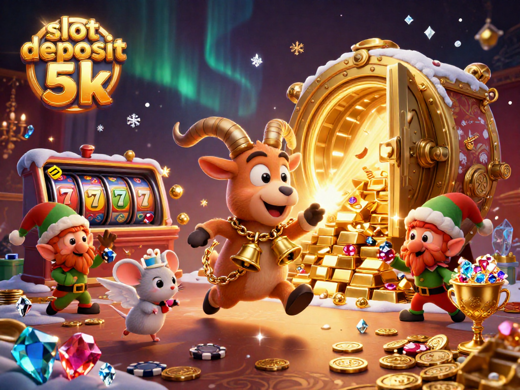 Win big with slot deposit 5k as 3D characters engage in a lively casino showdown.