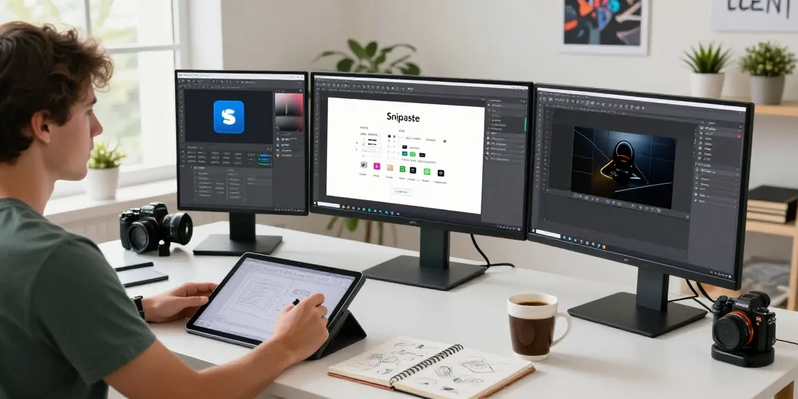Developer using Snipaste for efficient screenshot and annotation at a bright desk