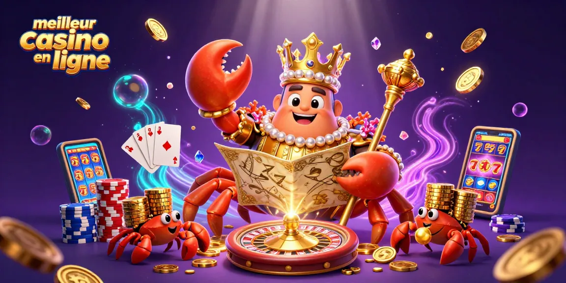 Découvrez le meilleur casino en ligne avec un roi-crabe et des pièces d'or scintillantes.