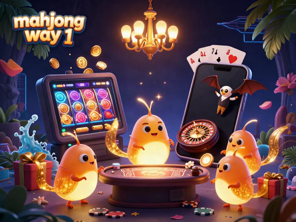 Join the fun with mahjong way 1 in a vibrant casino scene filled with glowworms and exciting game elements.